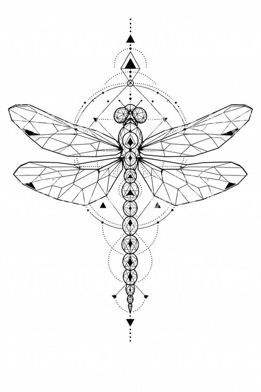 Geometrisk trollslända tatueringsdesign