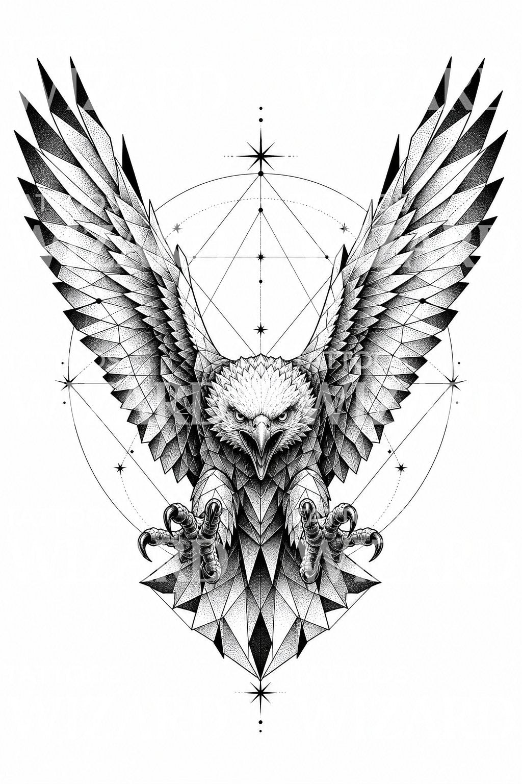 Tattoo-design med geometrisk ørn