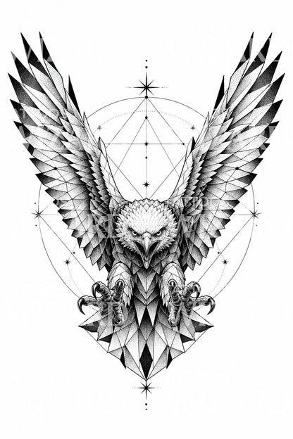 Tattoo-design med geometrisk ørn