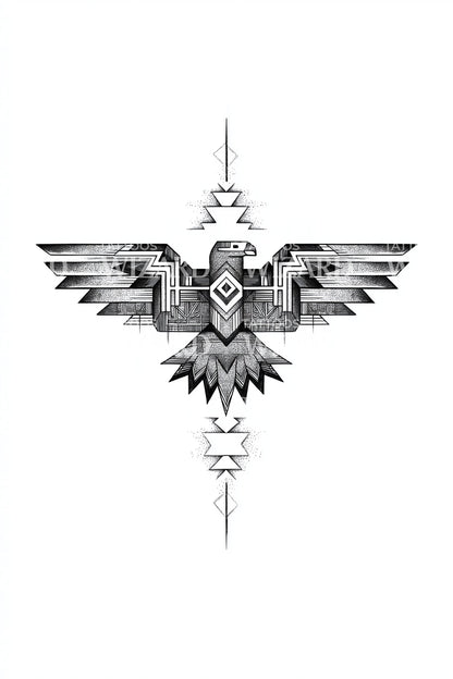 Design Tatuaggio Totem Aquila Geometrica