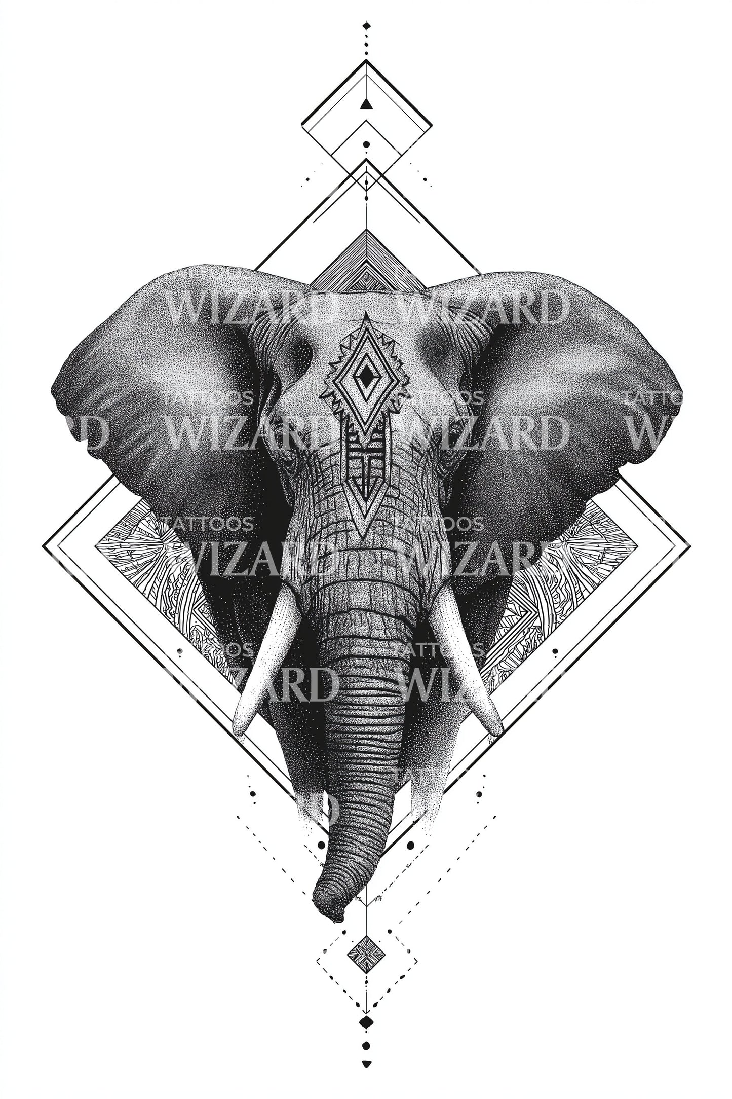 Geometric Elephant Head Tattoo Design