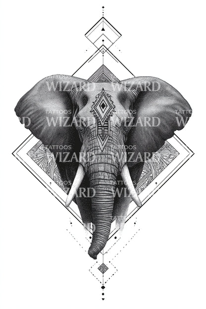 Geometric Elephant Head Tattoo Design