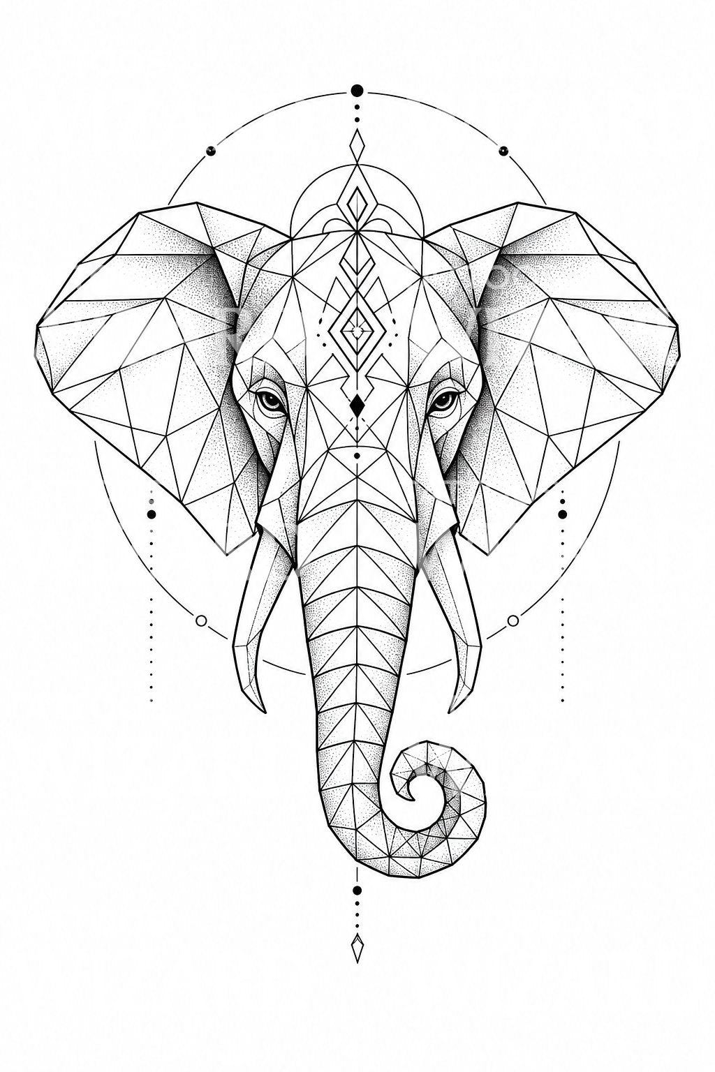 Geometric Elephant Tattoo Design