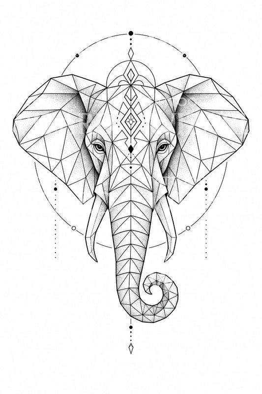 Geometric Elephant Tattoo Design