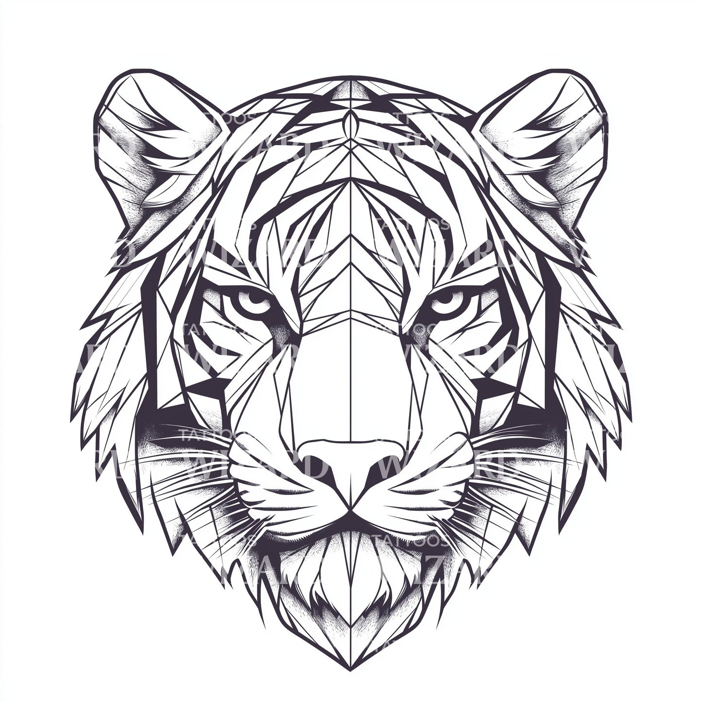 Geometric Facet Tiger Tattoo Design
