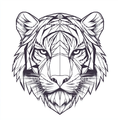 Geometric Facet Tiger Tattoo Design