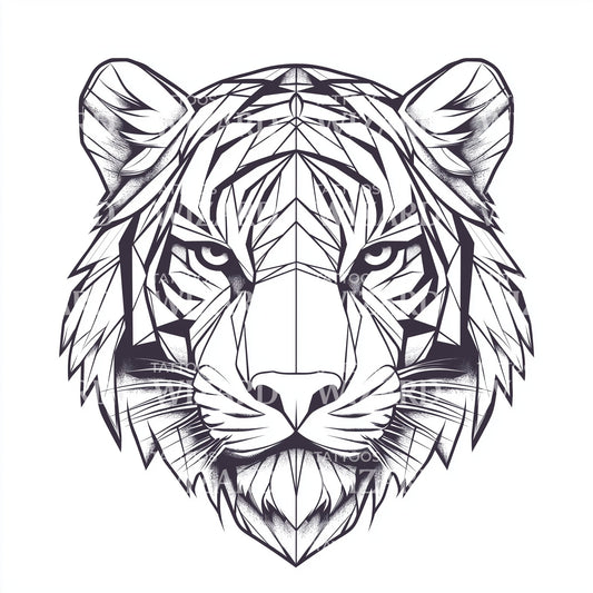 Geometric Facet Tiger Tattoo Design