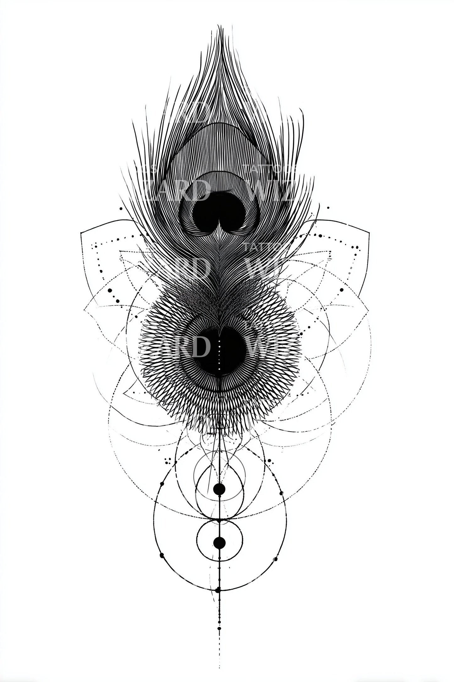 Geometric Feather Trio Tattoo Design