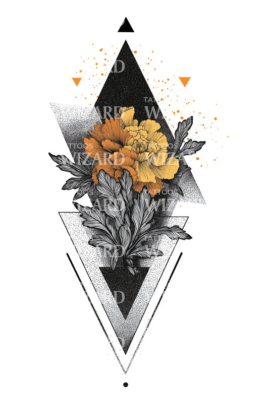 Geometric Floral Arrow Tattoo Idea