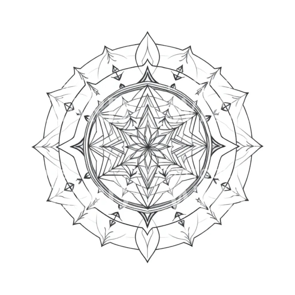 Geometric Floral Mandala Tattoo Design