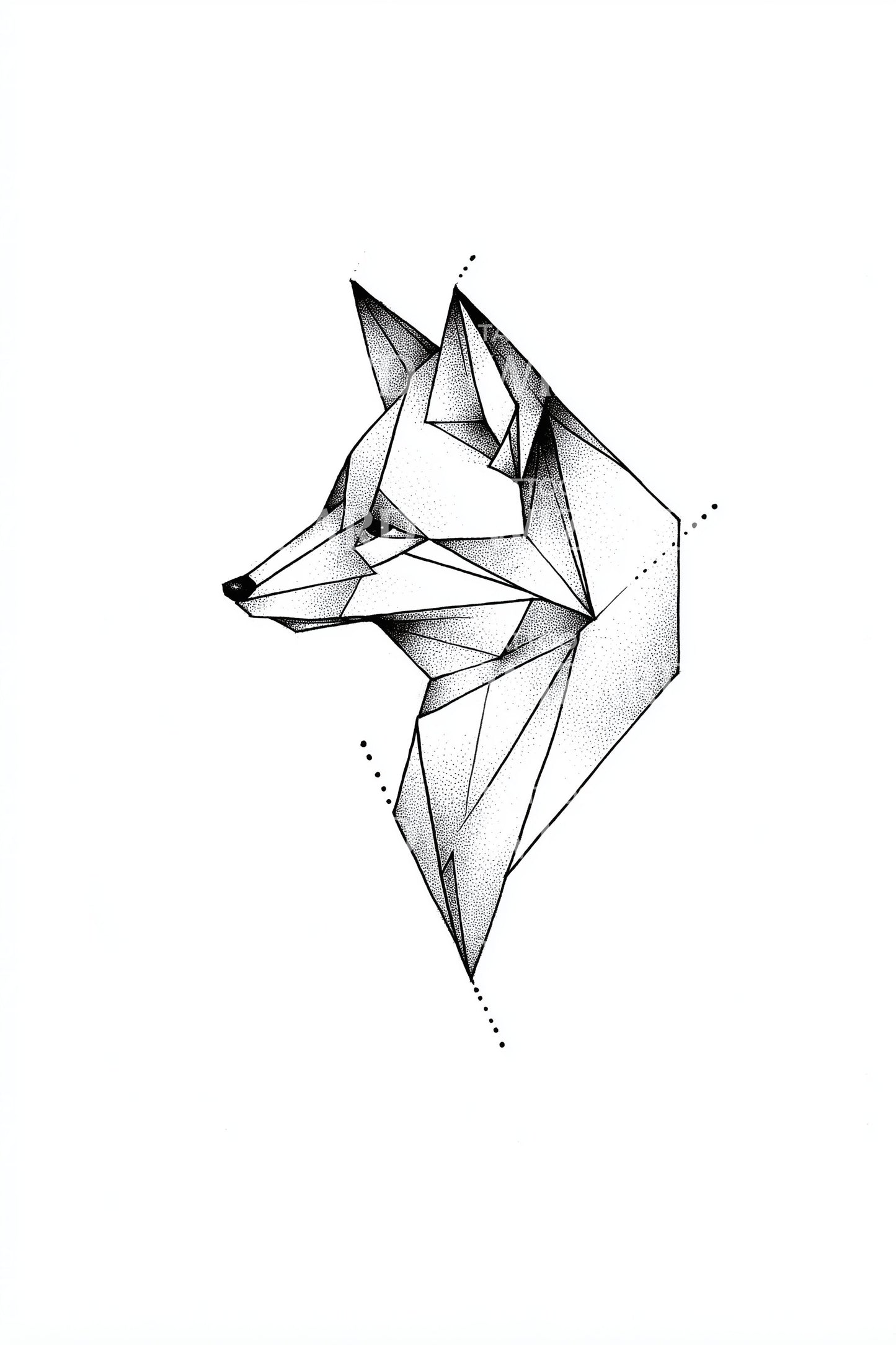 Geometrický nápad na tetování lišky z boku