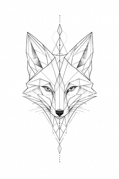 Geometryczny Lis Design Tatuażu