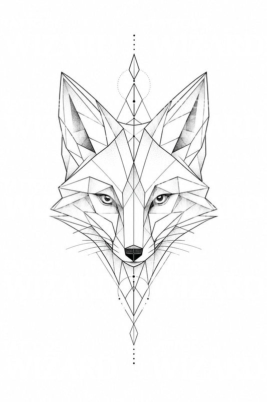 Geometric Fox Tattoo Design