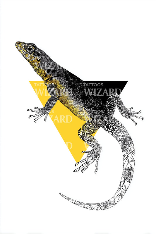 Diseño de tatuaje con forma de gecko geométrico