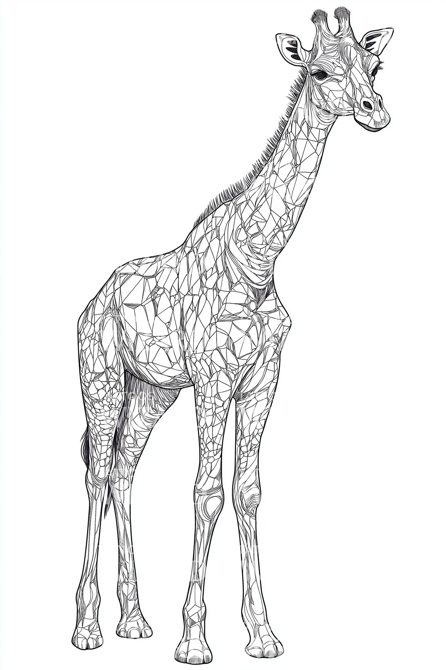 Geometric Giraffe Line Tattoo Illustration