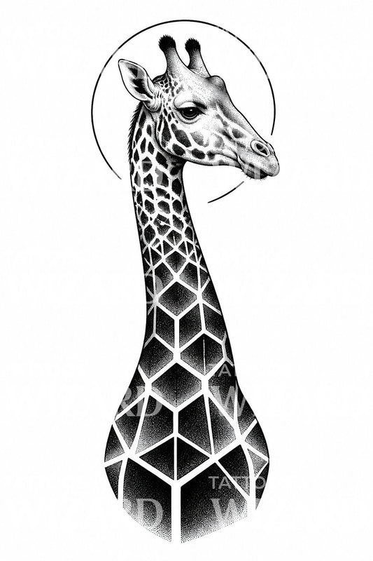 Design geometrico per tatuaggio di giraffa sul collo
