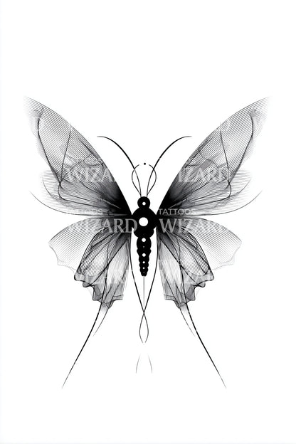 Geometric Glasswing Butterfly Tattoo Design
