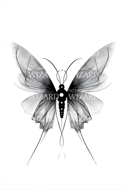 Geometric Glasswing Butterfly Tattoo Design