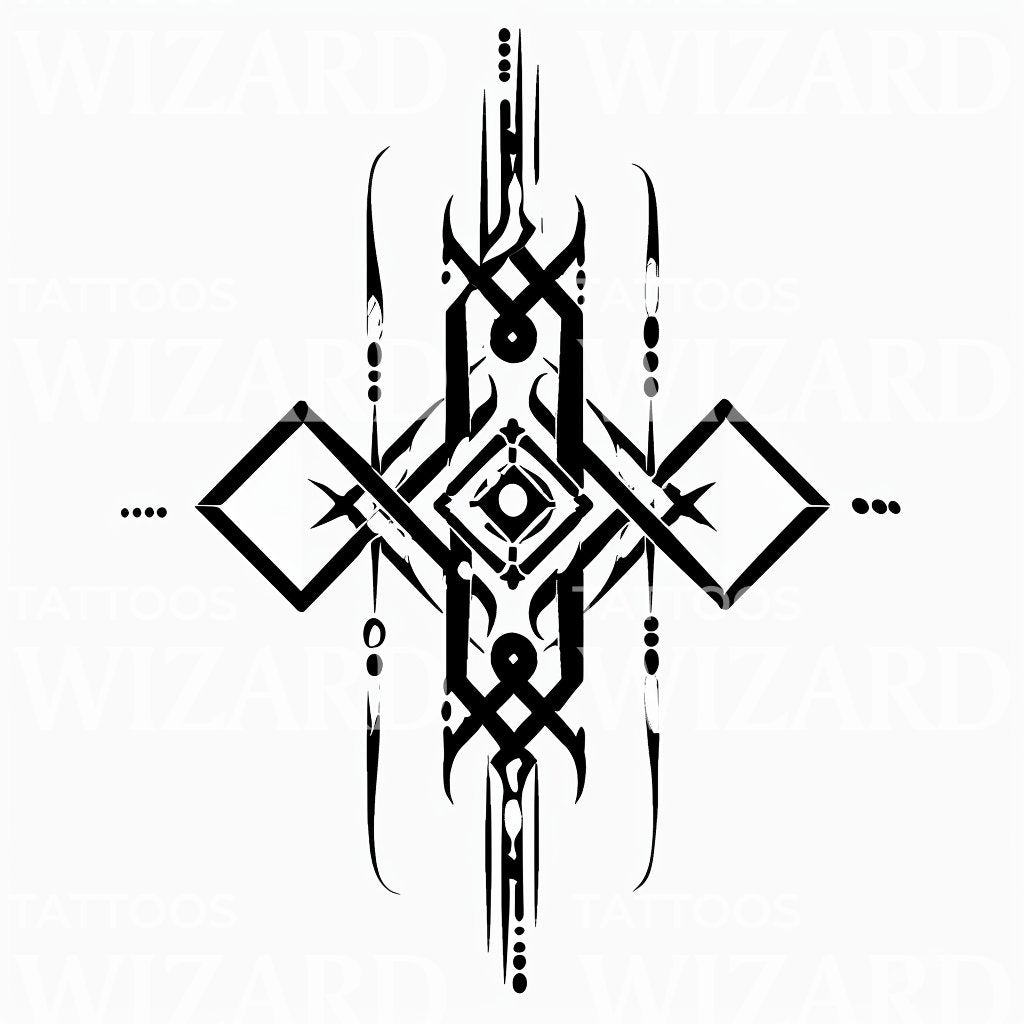 Geometric Glyph Tattoo Design