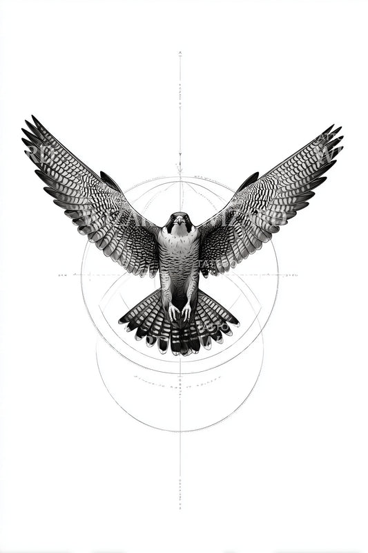Geometric Hawk Spread Tattoo Design