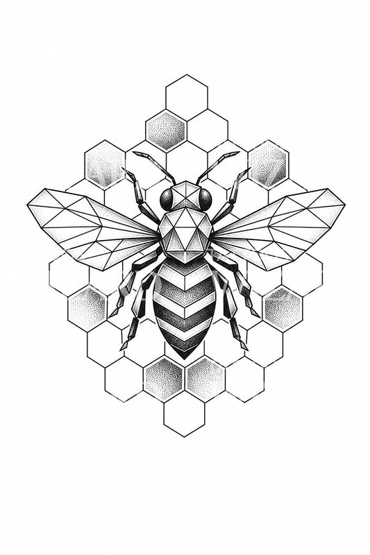 Geometric Honeybee Tattoo Design