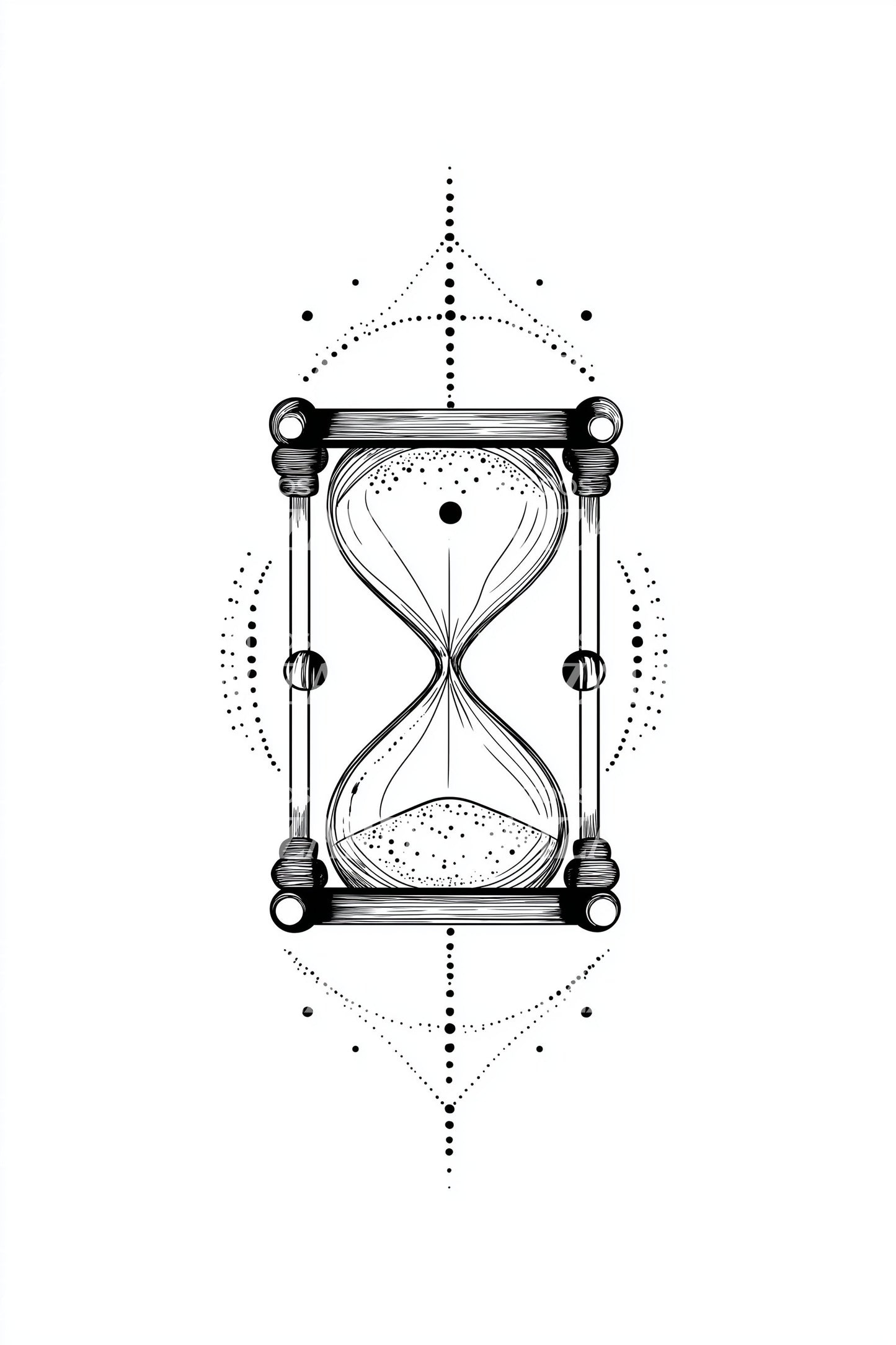 Geometric Hourglass Glyph Tattoo Design