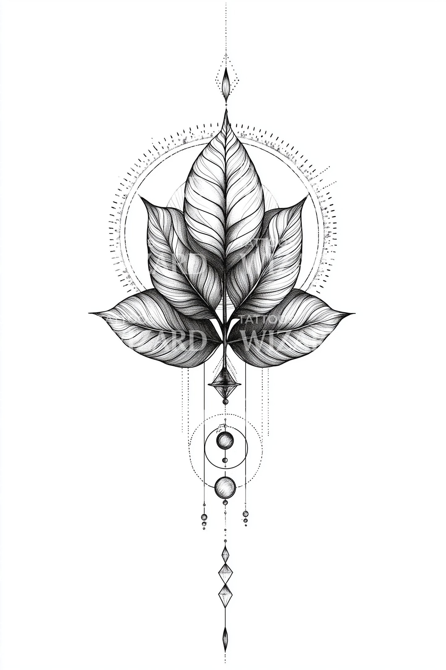 Geometric Leaf Talisman Tattoo Design