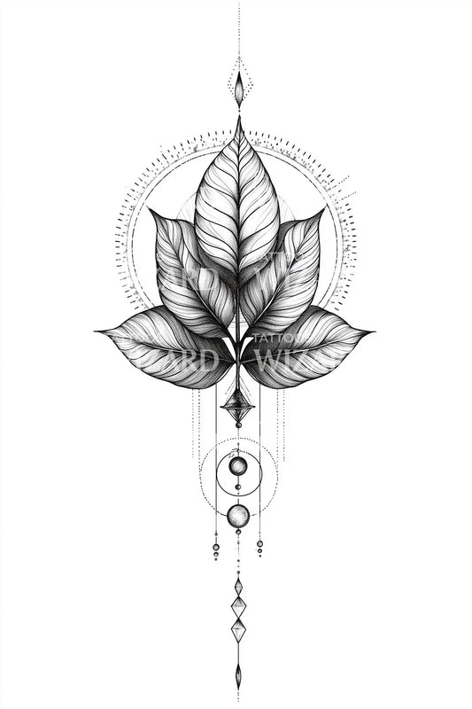 Geometric Leaf Talisman Tattoo Design