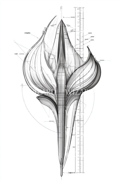 Geometrický design tetování květu lilie
