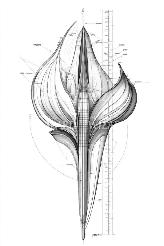 Geometric Lily Bloom Tattoo Design