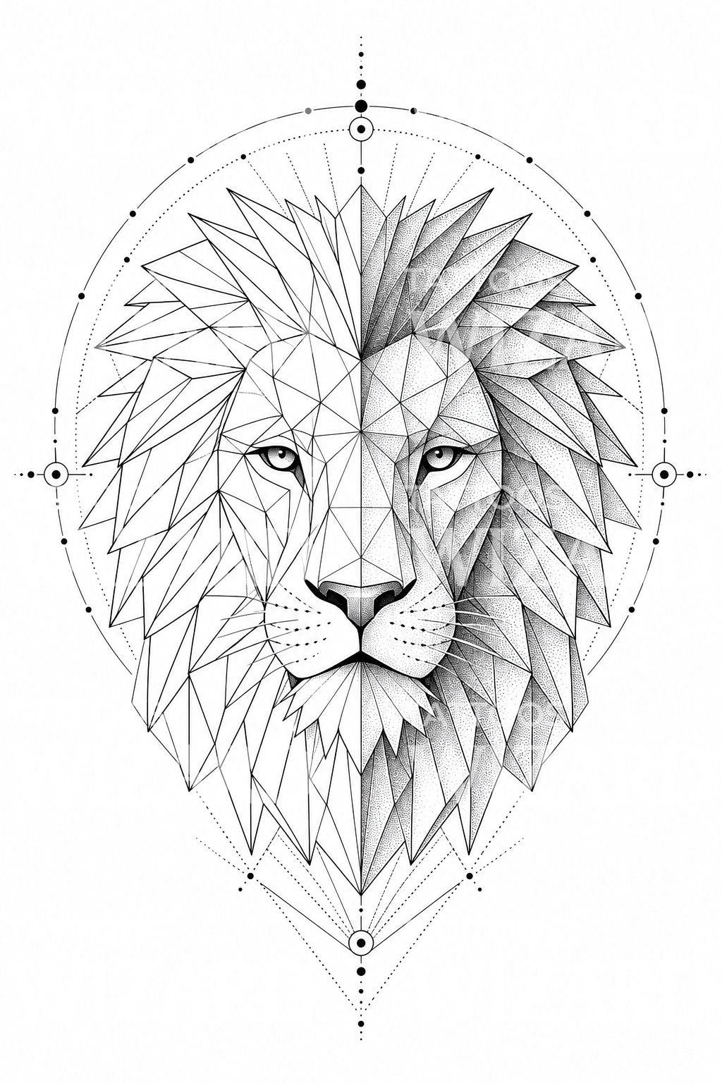 Geometrisches Löwenkopf Tattoo-Design