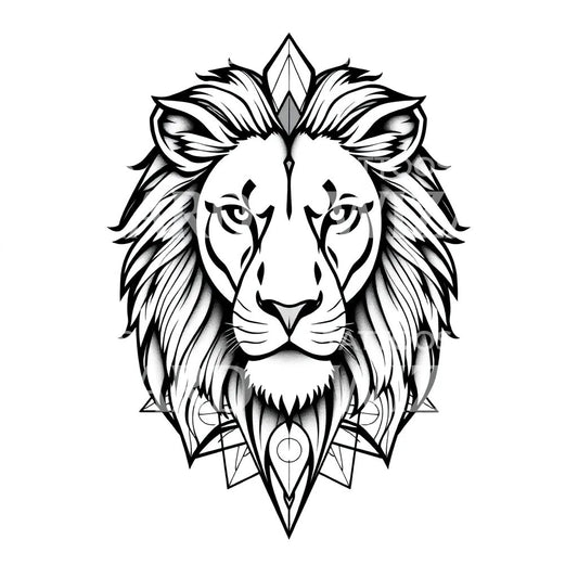Geometric Lion Mandala Tattoo Design