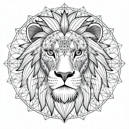 Geometrisches Löwen Mandala Tattoo-Design