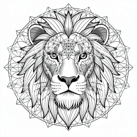 Geometric Lion Mandala Tattoo Design