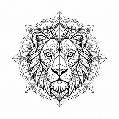 Geometrisk Løve Mandala Tattoo Design
