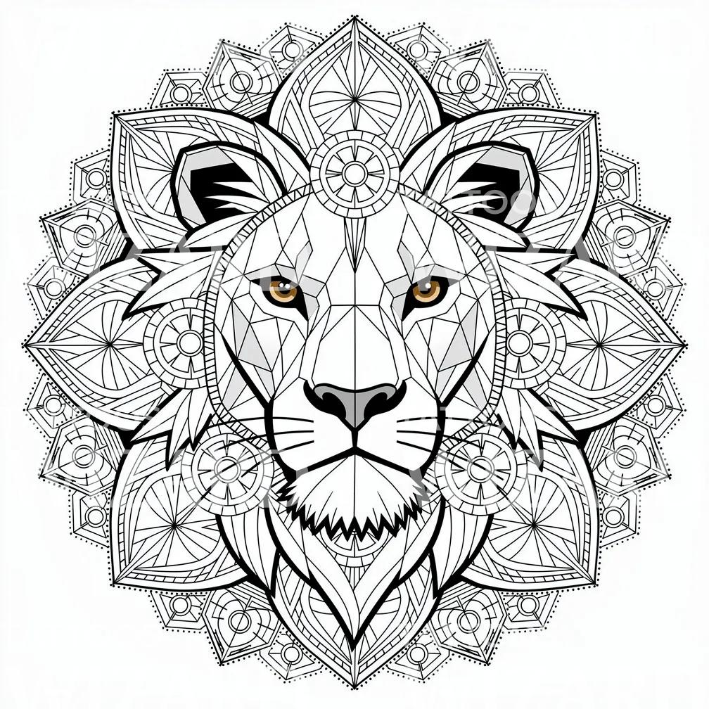 Geometric Lion Mandala Tattoo Design