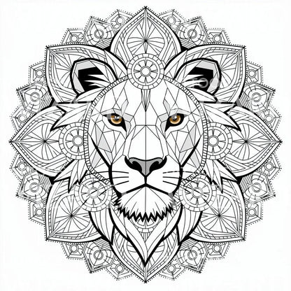 Geometric Lion Mandala Tattoo Design