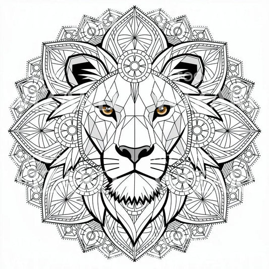 Geometric Lion Mandala Tattoo Design