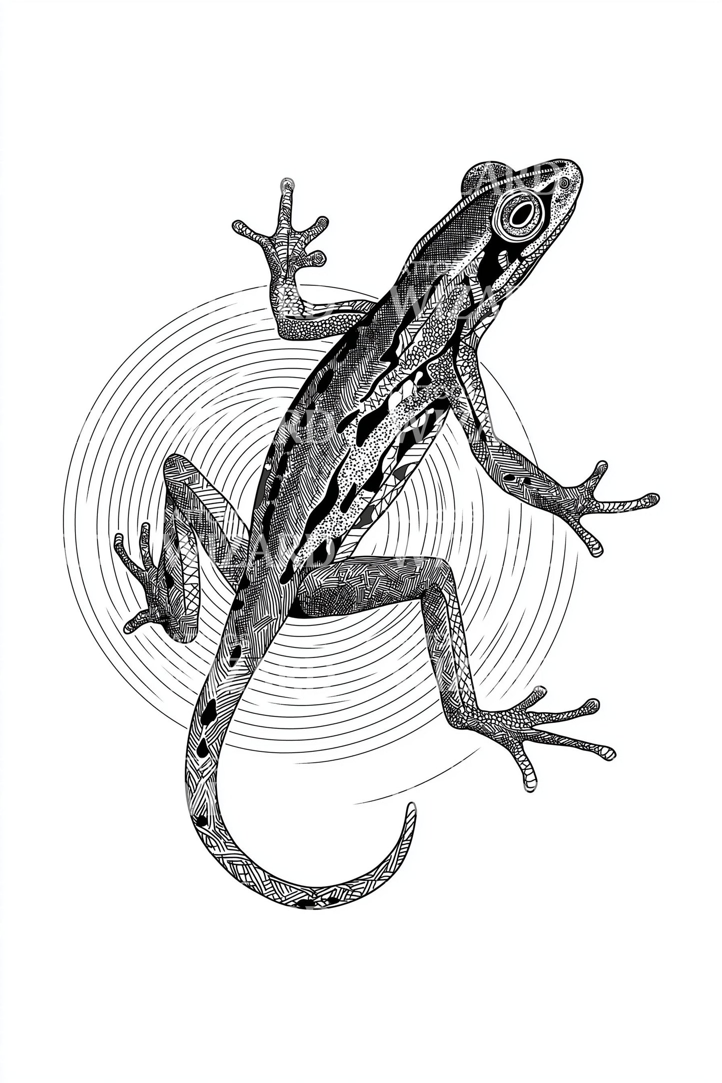 Geometric Lizard Circle Tattoo Design