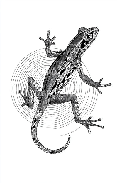 Geometric Lizard Circle Tattoo Design