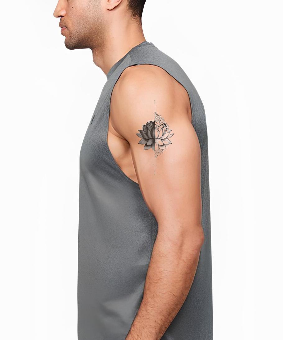 Geometric Lotus Alignment Tattoo Design