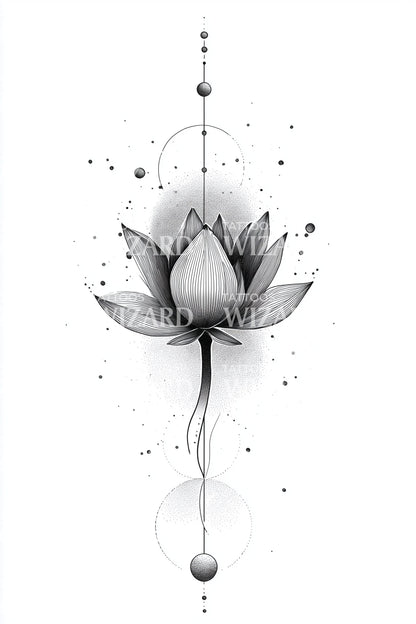 Geometric Lotus Alignment Tattoo Design