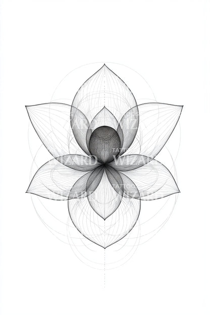 Geometric Lotus Bloom Tattoo Design