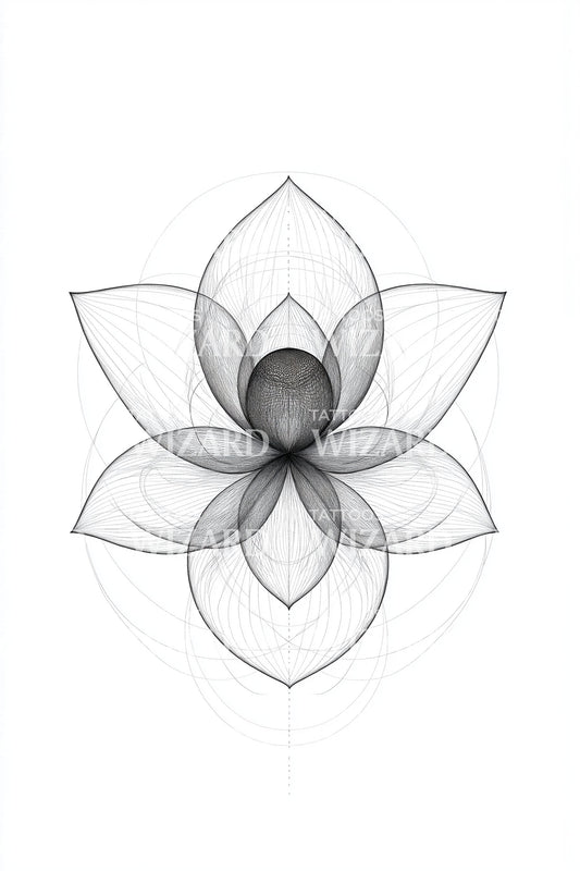 Geometric Lotus Bloom Tattoo Design