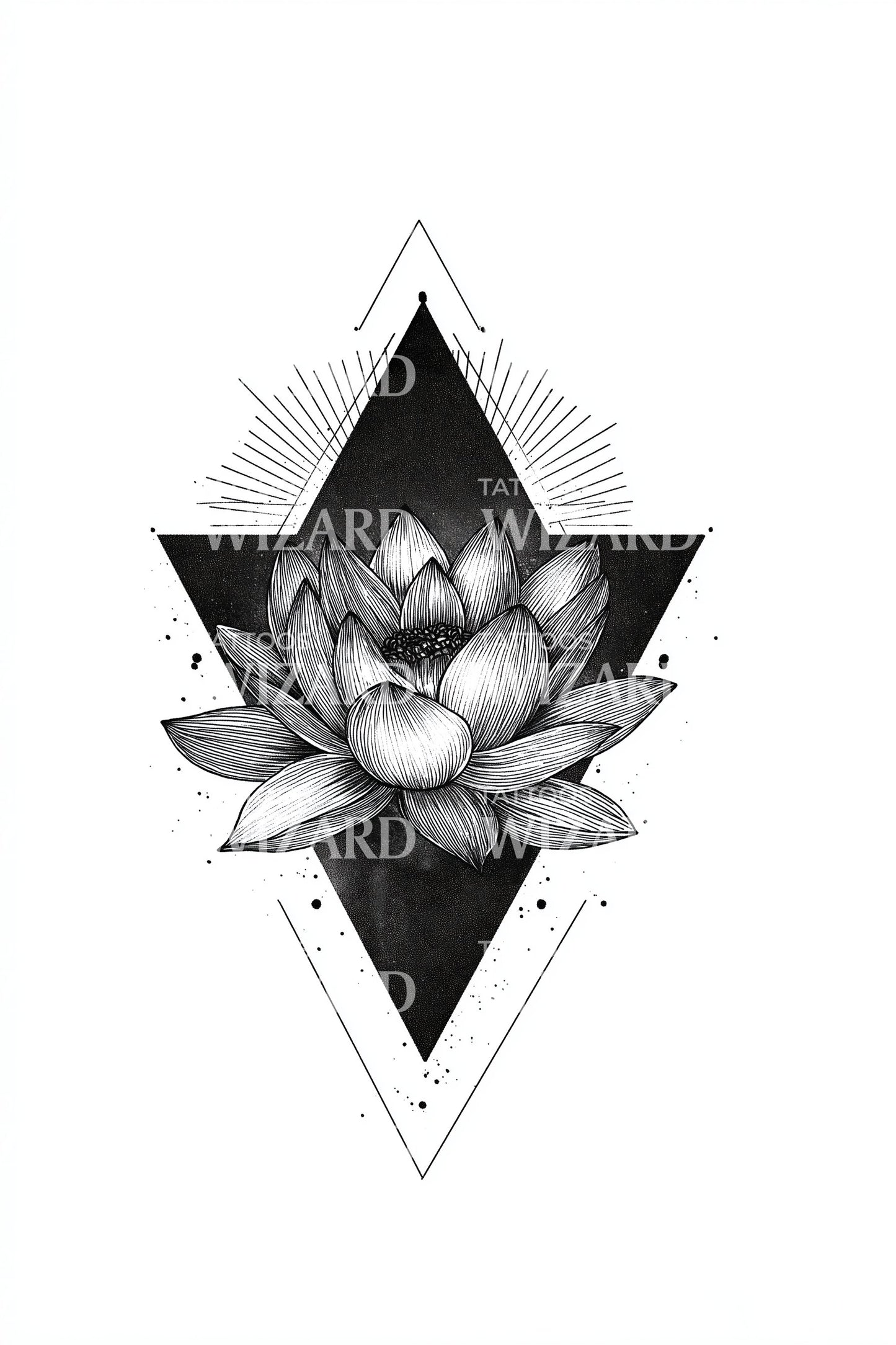Geometric Lotus Emblem Tattoo Design