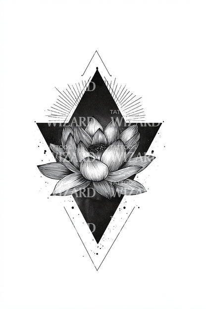 Geometric Lotus Emblem Tattoo Design