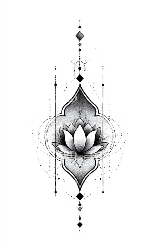 Design Tatuaggio Niche di Loto Geometrico