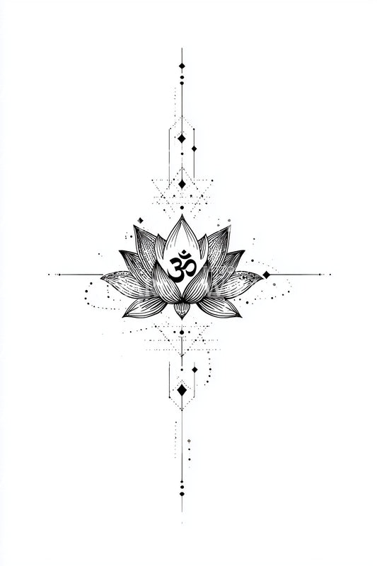 Geometric Lotus Om Tattoo Design