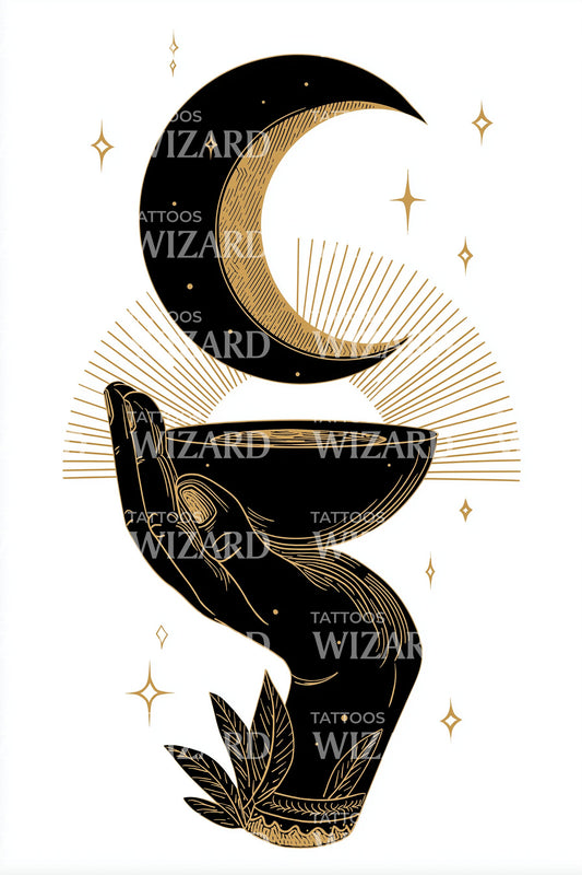 Geometric Lunar Column Sigil Tattoo Idea