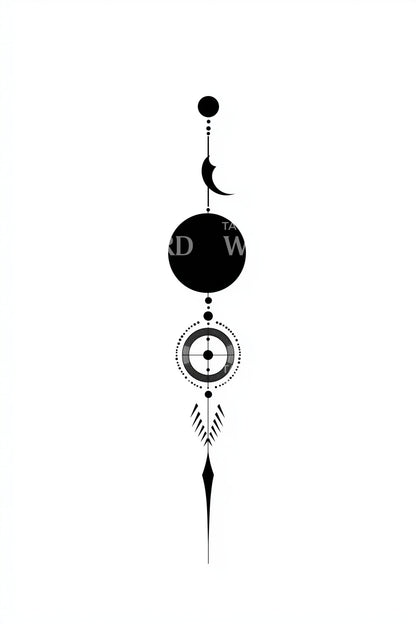 Geometric Lunar Totem Tattoo Design